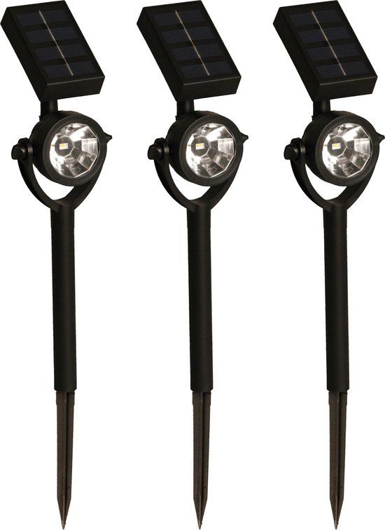 Luxform Zamora Solar Spots - Set of 3 - Black - 10 Lumens - Outdoor Garden Lights