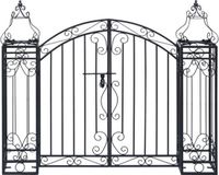 vidaXL Smeedijzeren Poort - Tuinpoort - Decoratief - 122x20,5x100 cm - Zwart