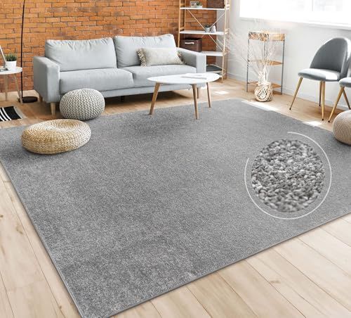 Paco Home Vloerkleed Woonkamer Effen Eenvoudig En Modern Laagpolig, 80x150 cm, Antraciet
