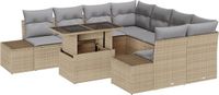 vidaXL Tuinbank Set 9 stuks Beige en Lichtgrijs Polyrattan