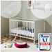 Kids Collective Lit de bébé, évolutif, avec matelas, lit bébé, lit d'appoint, 60 x 120 cm, protection contre les chutes pour bébés, tout-petits, enfants, set complet, réglable en hauteur et barreaux amovibles, bois, blanc