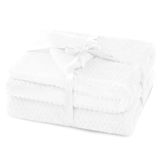 AmeliaHome Deken 130x180 cm zacht stiksel Sherpa lamsvel look woondeken Shleepy wit