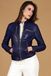 D'Arienzo Veste en cuir d'agneau bleu électrique lisse pour femme, taille XXS