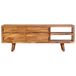 vidaXL meuble TV, acacia, bois massif, avec portes sculptées, 117x30x40 cm