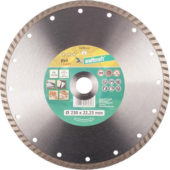 wolfcraft Diamantdoorslijpschijf "Pro Turbo" 230mm