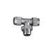 Riegler T-schroefverbinding, draaibaar, met O-ring, G 1/8 a., voor slang 8/6 mm, SW 14, werkdruk max. 18 bar, messing vernikkeld