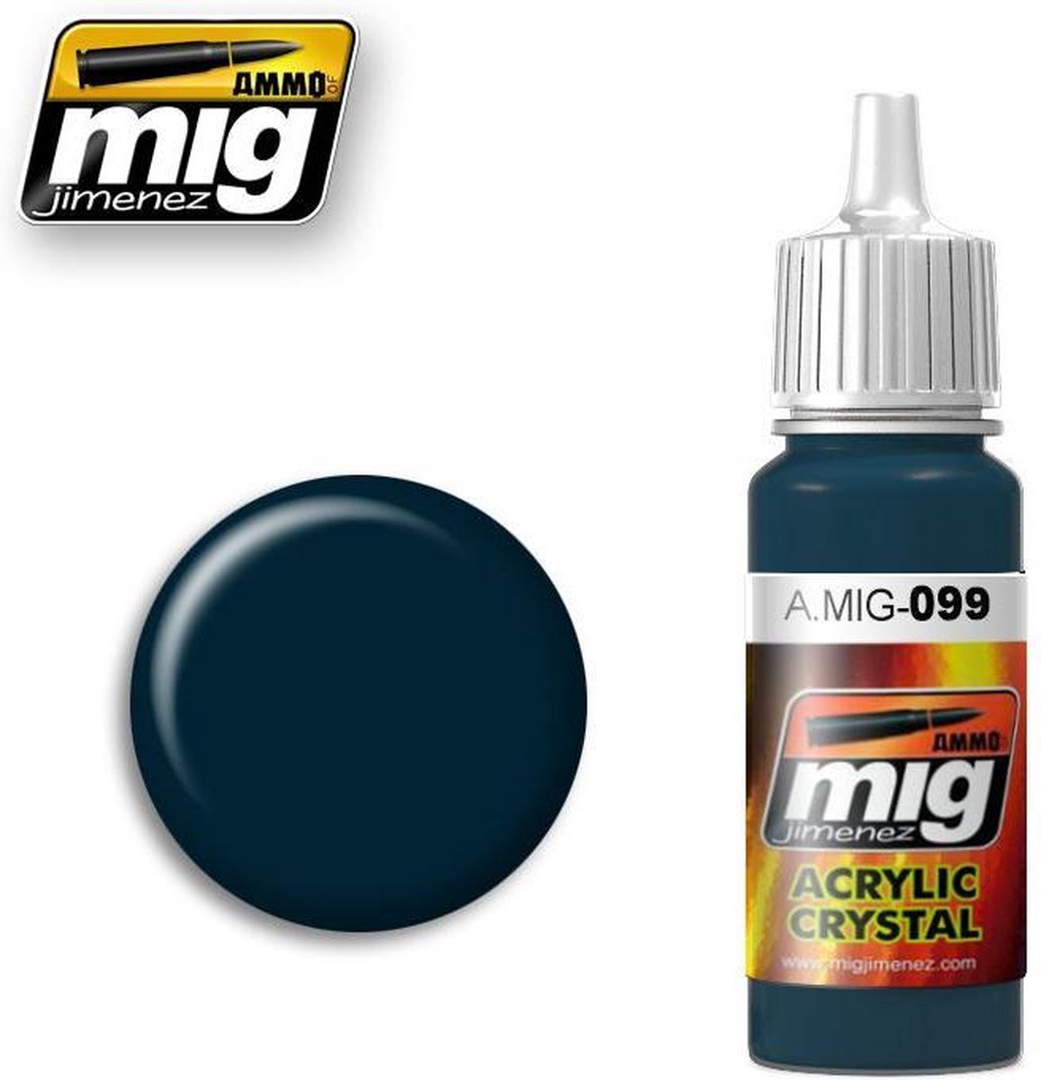 mig MIG-0099 Zwart Blauw (en Achterlicht Uit) Kristal Acrylics (17 Ml), Multicolor