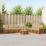 vidaXL Bank loungeset 7 zitplaatsen Natuurlijk en beige Massief acaciahout