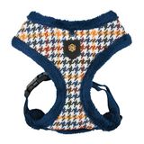 Puppia Kent Hondentuig over het hoofd warm winter pied-de-poule patroon verstelbare borst voor kleine en middelgrote honden, blauw, XL