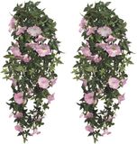 Mica Decorations Kunstplant Petunia - 2x - lichtroze - 80 cm