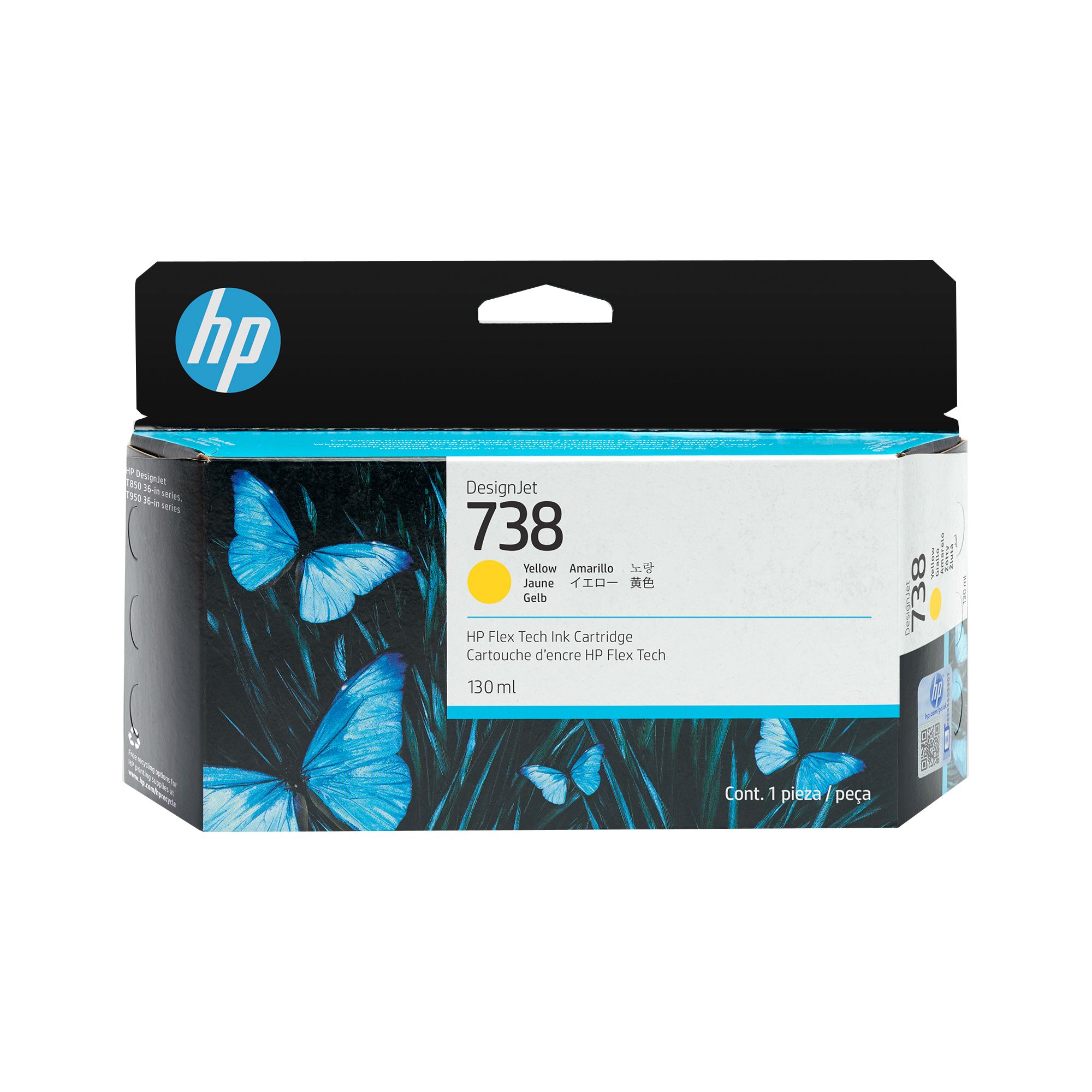 HP 738 130 ml Gele Inktcartridge voor DesignJet