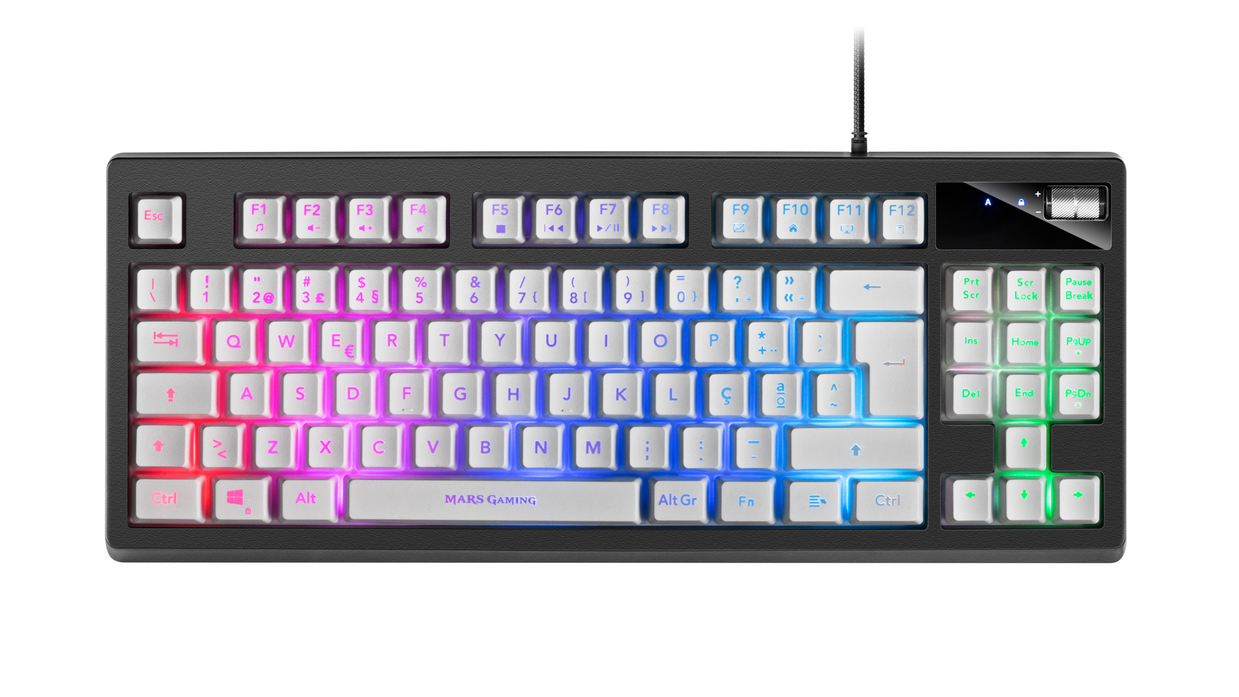 MARS GAMING MKAXWPT - Toetsenbord - Zwart/Wit - USB - Met polssteun