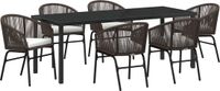 vidaXL Tuin Eettafel Set 7-delig Bruin Gepoedercoat Staal