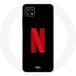 Maniacase Hoesje voor Samsung Galaxy A22 5G Netflix Logo rode zwarte achtergrond