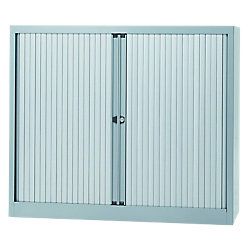 Bisley Gelaste roldeurkast laag 2 legborden Zilver 120 x 43 x 103 cm