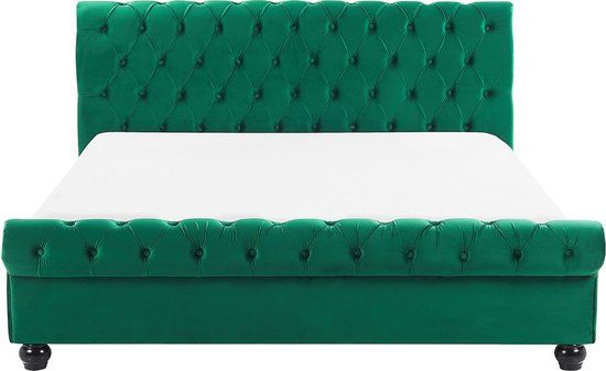 AVALLON - Tweepersoonsbed - Groen - 160x200 cm - Fluweel - Beliani