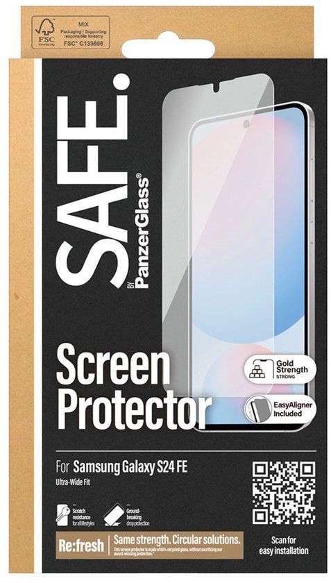 SAFE by PanzerGlass Ultra-Wide Fit Screenprotector incl. applicator geschikt voor Samsung Galaxy S24 FE
