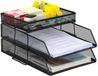 Ibenzoa® Robuuste Metalen Documentenorganizer - 3 Stuks A4 Stapelbaar, Zwart