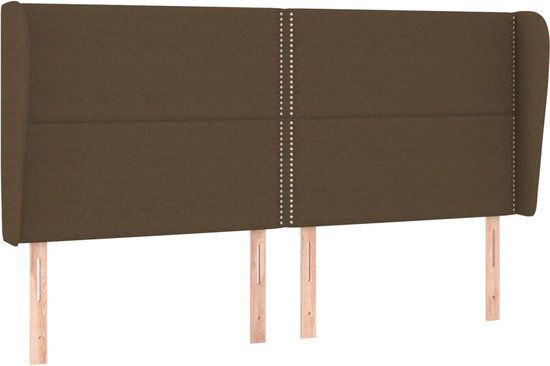 VidaXL Hoofdbord met randen 183x23x118/128 cm stof donkerbruin
