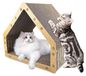 Carton arbre à griffer en forme de maison, fait de matériaux durables, pour chats