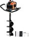 VEVOR 52CC 1450W 200x800mm foreuse à essence avec foret de 8 pouces et 1 rallonge, tarière pour sol agricole, plantation de jardin, orange-noir