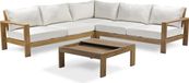 Dcb Garden Majorque Salon De Jardin D'Angle 5 Places En Aluminium Effet Bois