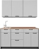 Vicco Eenpersoonskeuken Fame-Line, Wit Landhuis/Antraciet, 150 cm, WB Eik