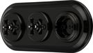 SET PR1 Noir Porcelaine Rétro Prise encastrable avec interrupteur rotatif, triple, tout-en-un