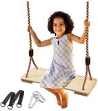 Holland Connections Chaise berçante en bois anticorrosion avec mousqueton en acier inoxydable et corde de chanvre, pour adultes et enfants, siège berçant en bois pour intérieur et extérieur