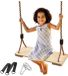 Holland Connections Chaise berçante en bois anticorrosion avec mousqueton en acier inoxydable et corde de chanvre, pour adultes et enfants, siège berçant en bois pour intérieur et extérieur