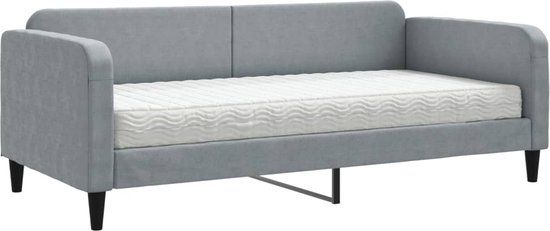 vidaXL Slaapbank met Matras 90x200 cm Stof Lichtgrijs
