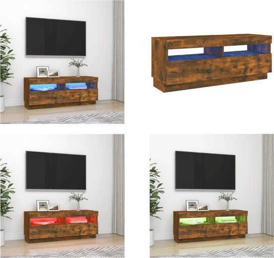 vidaXL Tv-meubel met LED-verlichting 100x35x40 cm gerookt eikenkleurig