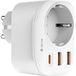 DEVIA WW09-F-PD Chargeur réseau, 20W, 3A, 2 x USB-A - 1 x USB-C - 1 x Schuko, Blanc