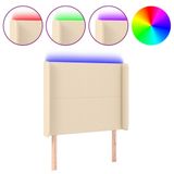 VidaXL Hoofdbord met LED 147x16x78/88 cm Stof Crèmekleurig