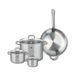 ELO 9500350 4-delige pannenset, set van 1 kookpan 32 cm en 3 kookpannen 12, 16 en 26 cm, Elo Profi citrien, roestvrij staal, inductie