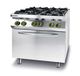 Hendi Gasfornuis 4-pits met convectieoven – roestvast staal – 19 kW – 800x722x900 mm