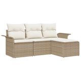 vidaXL Tuinbank Set Beige Poly Rattan