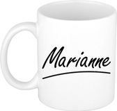 Bellatio Decorations Marianne Naam koffiemok - beker - met sierlijke letters - wit