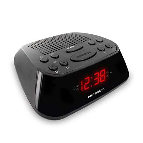 METRONIC 477003 FM-radiowekker met dubbel alarm, zwart