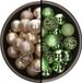Boules de Noël - 74x pièces - champagne et vert - 6 cm - plastique