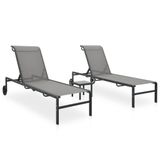 vidaXL Fauteuil de jardin en acier et textile Gris (2 pièces)