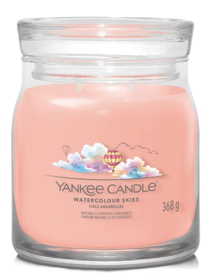 Yankee Candle Watercolour Skies Cylinder Candle - Cashmere Wood, Jasmine, Musk - Pink