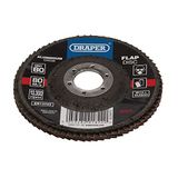 Draper 80 Grit Aluminium Oxide Flap Disc, 115 x 22.23mm