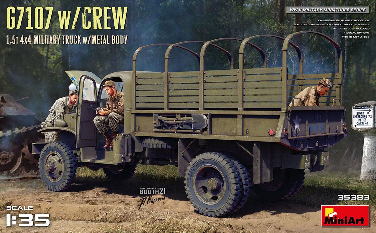MiniArt 1:35 35383 G7107 w/Crew 1,5 4X4 Cargo Truck w/Metal body Plastic kit