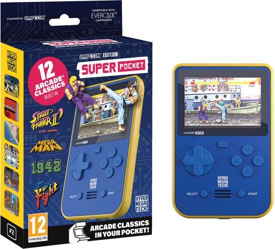 HyperMegaTech Capcom Super Pocket Gaming Handheld - 12 Games - USB-C