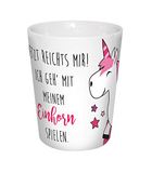 Infinite by GEDA LABELS eenhoorn spelen, ca. 300ml porseleinen beker V-Mug, porselein, wit/roze, 8,5 x 8,5 x 10 cm