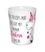 Infinite by GEDA LABELS eenhoorn spelen, ca. 300ml porseleinen beker V-Mug, porselein, wit/roze, 8,5 x 8,5 x 10 cm