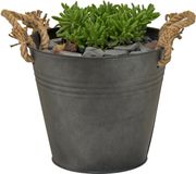 Mega Collections Emmer/plantenpot/bloempot Old Rope - zink - antraciet - D28 X H27 cm