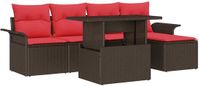 vidaXL Tuinbank Set 6-delig Bruin Polyrattan