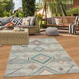 Tapis intérieur-extérieur avec motif géométrique en crème-vert, dimensions : 200 x 290 cm